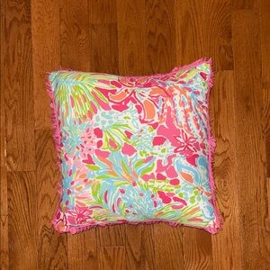 Lily Pulitzer Colorful Floral canvas Throw Pillow